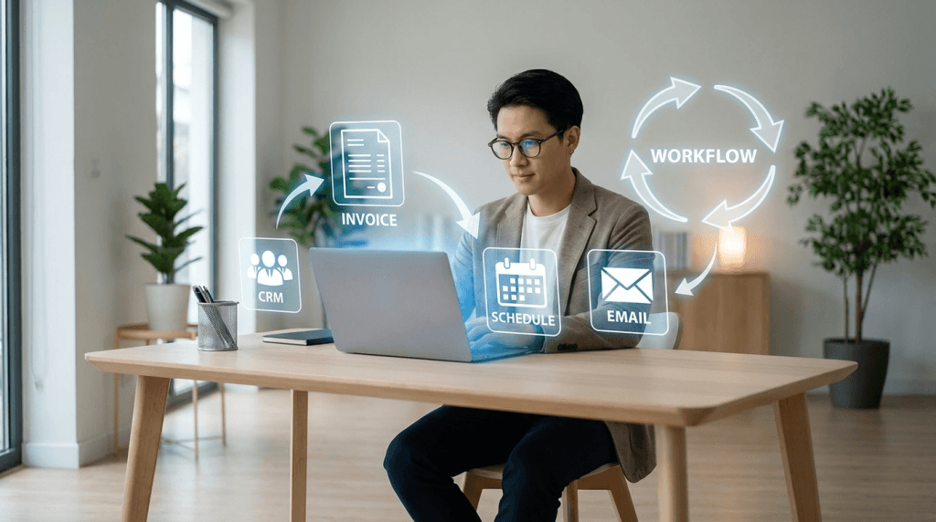 Freelancer automating business workflows with AI tools 2026