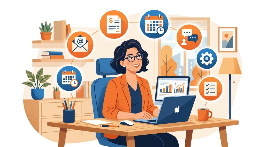 Freelancer time tracking dashboard with clock, hourly rate calculator and productivity charts
