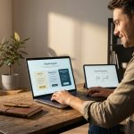 Freelancer reviewing an AI-generated client proposal with pricing tiers on a laptop